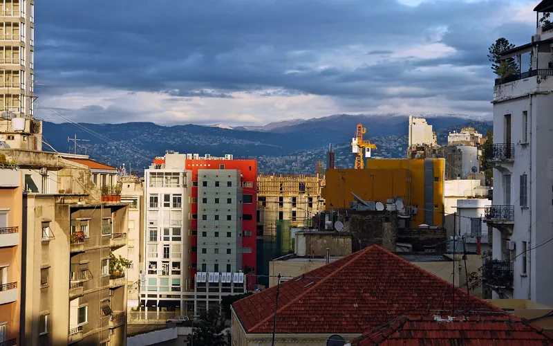 Beirut rooftops, balconies and red tiles in Gemmayze